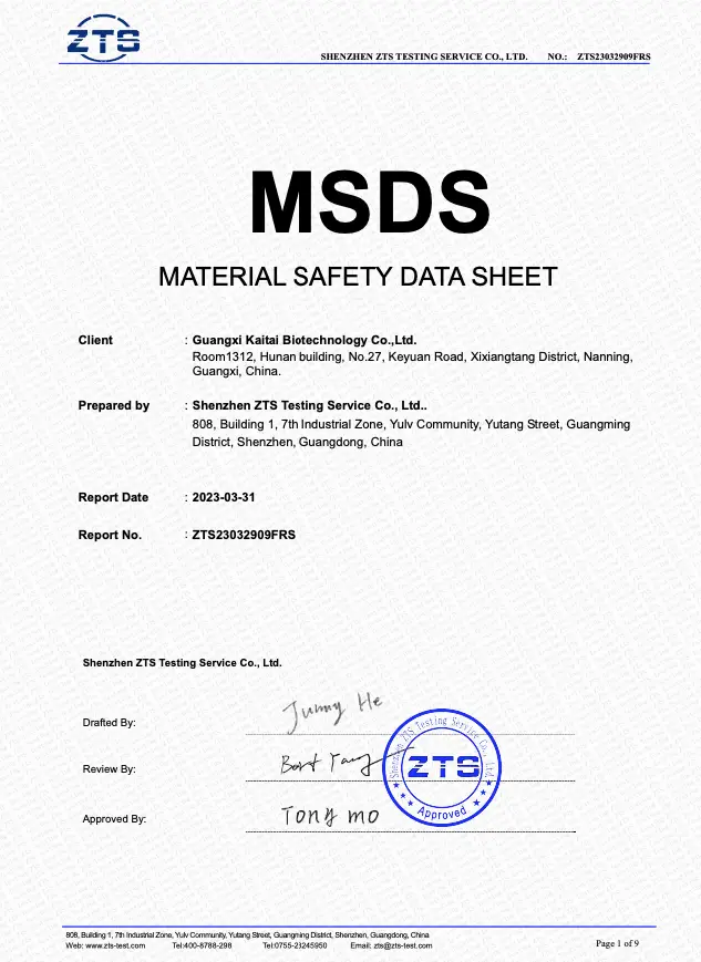 MSDS Certification